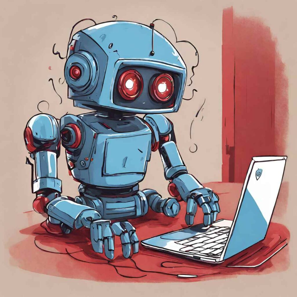 A cute robot searches online to answer the question What is Semantic SEO?