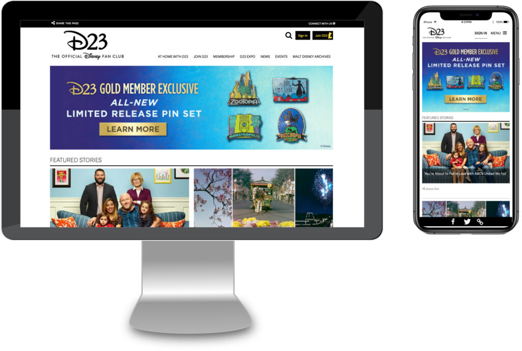 D23 Desktop and Mobile Website Mockups