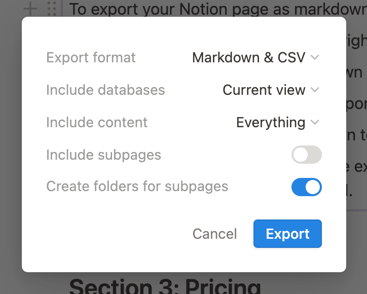 Notion AI Export