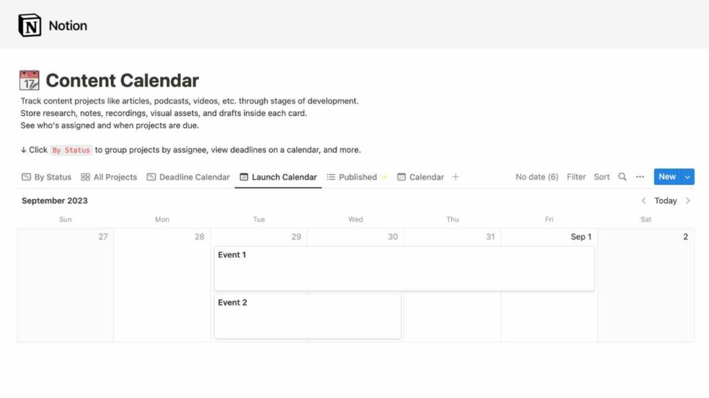 Notion Calendar View