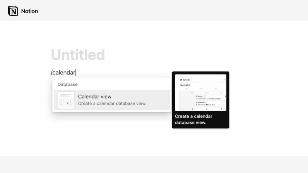 Create an in-line calendar in Notion