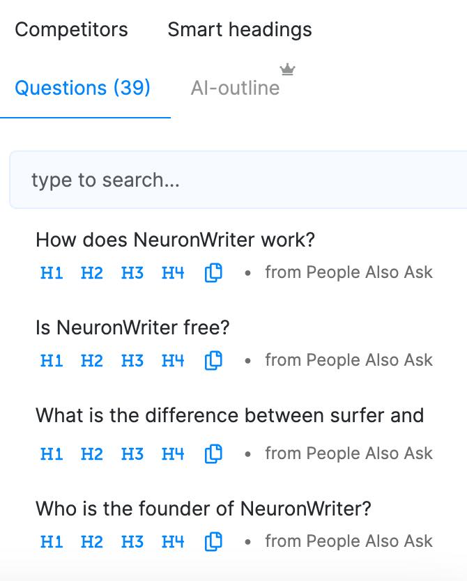 NeuronWriter Smart Headings