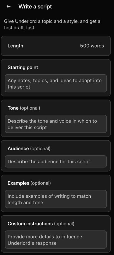 Descript AI Script Writer