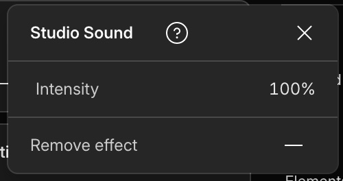 Descript Studio Sound Intensity Panel