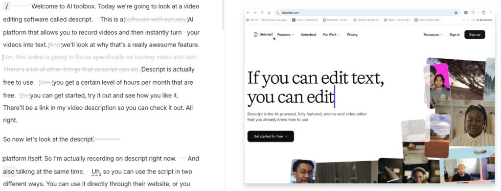 Descript Text Based Video Editing