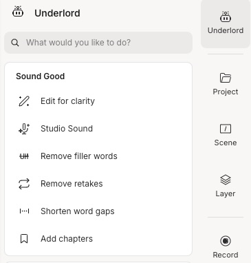 Descript AI Studio Sound Panel