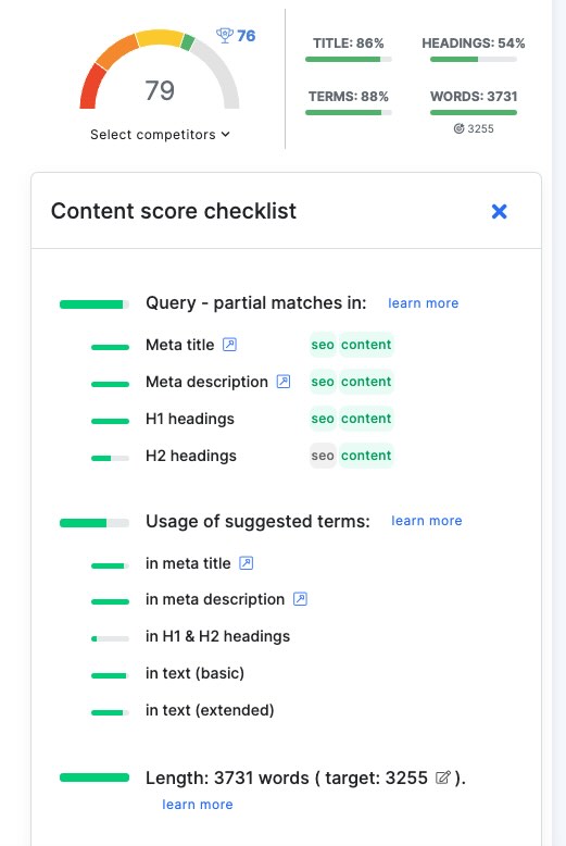 Neuronwriter's Content Optimization Tool