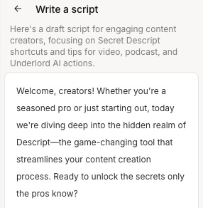 Descript AI Script Writer