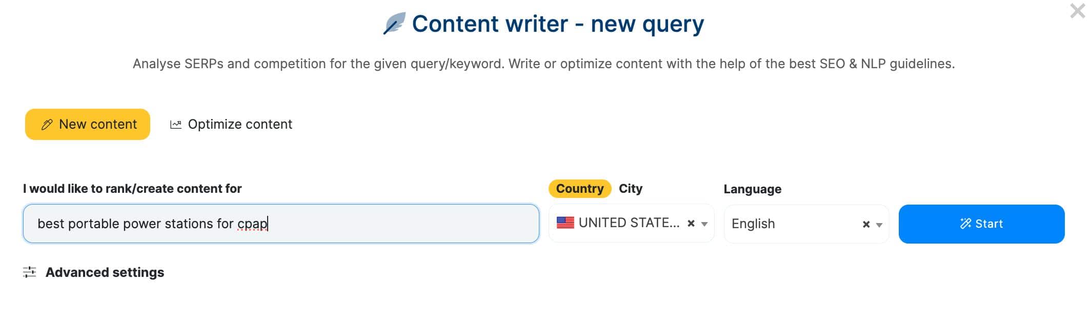 NeuronWriter Keyword Query