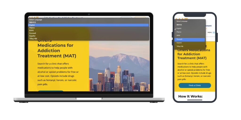MATLA Website - Language Selection