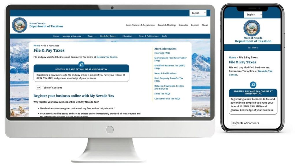 Nevada Department of Taxation File & Pay Taxes