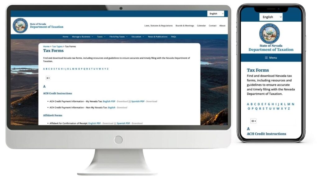 Nevada Department of Taxation Tax Forms