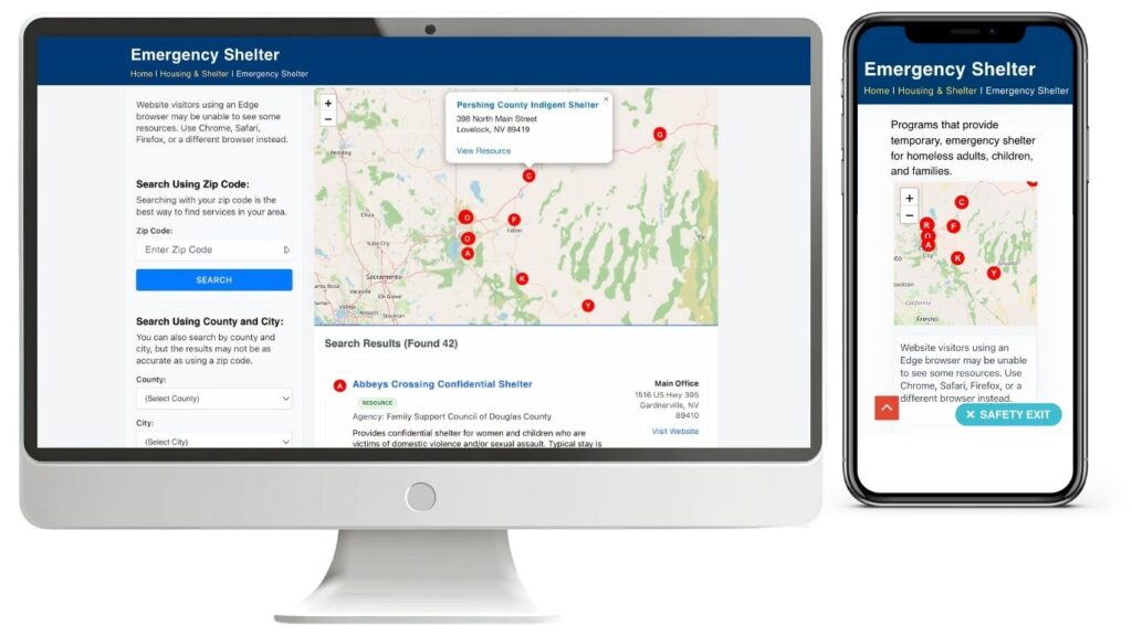 Nevada 211 Resource Detail Web Page