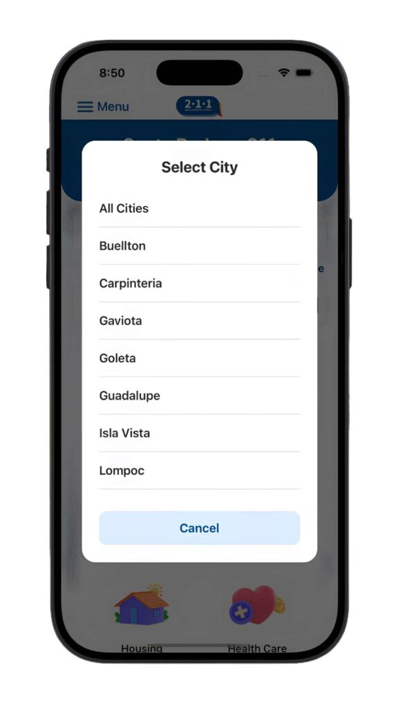 Santa Barbara County 211 Resource Directory City Select